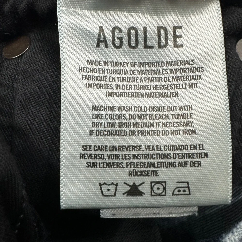 Agolde Willow High Rise Slim Straight Organic Jeans Distressed Raw Hem Womens 28